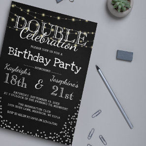 Elegant Double Celebration Birthday Party Invitation