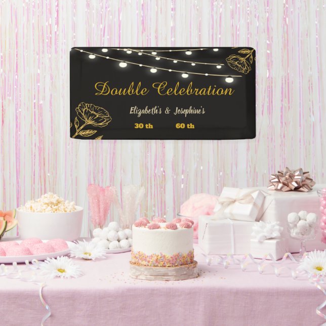 Elegant Double Celebration Birthday Soiree  Banner (Party)