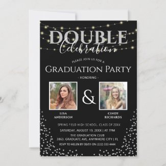 Elegant Double Celebration Graduation Party Invita Invitation