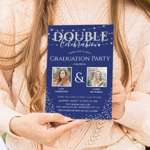 Elegant Double Celebration Graduation Party Invitation