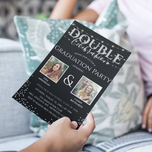 Elegant Double Celebration Graduation Party Invitation