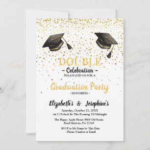 Elegant double Celebration Graduation Party Invitation