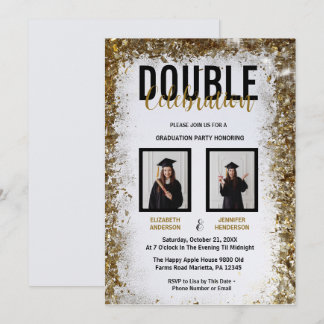 Elegant Double Celebration Graduation Party photos Invitation