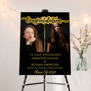 Elegant Double Graduation Photo Grads Welcome  Foam Board