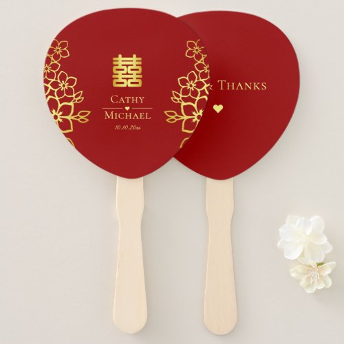 Elegant double happiness Chinese wedding floral Hand Fan