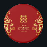 Elegant double happiness Chinese wedding floral Magnet<br><div class="desc">Realize your dream wedding with an oriental touch! You can customize the design by adding your names and wedding date etc. You are also welcome to reach out to me for any special design which is uniquely for you. Double happiness symbol and red decorations are the must have items for...</div>