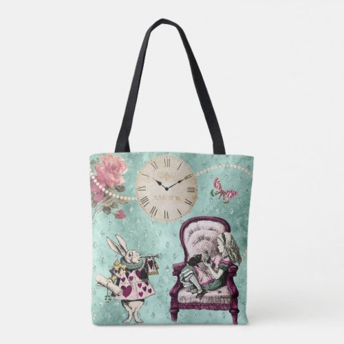 Elegant Double Sided Alice In Wonderland   Tote Bag