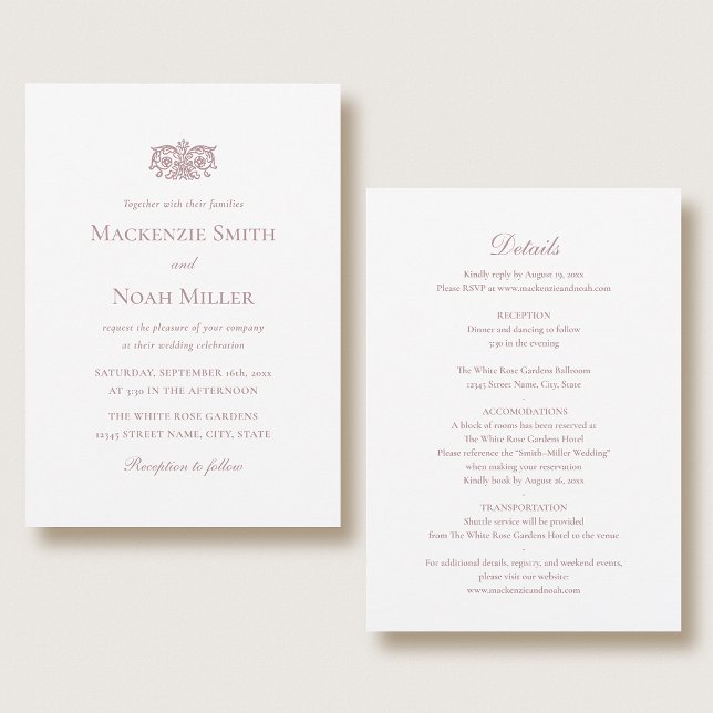 Elegant Double-sided Wedding Invitation Pink (Creator Uploaded)