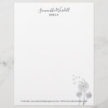 Elegant Doula Birth Coaching Midwife Business Letterhead<br><div class="desc">Elegant doula birth services or midwife business letterhead for a first time consultation or first time visit, featuring wind blown illustrated dandelion flowers and a lovely trendy script typeface for your name. Customize with your information at the top and bottom. See the full collection of matching materials for this design...</div>