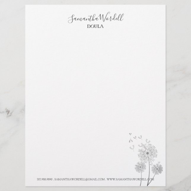 Elegant Doula Birth Coaching Midwife Business Letterhead (Front)