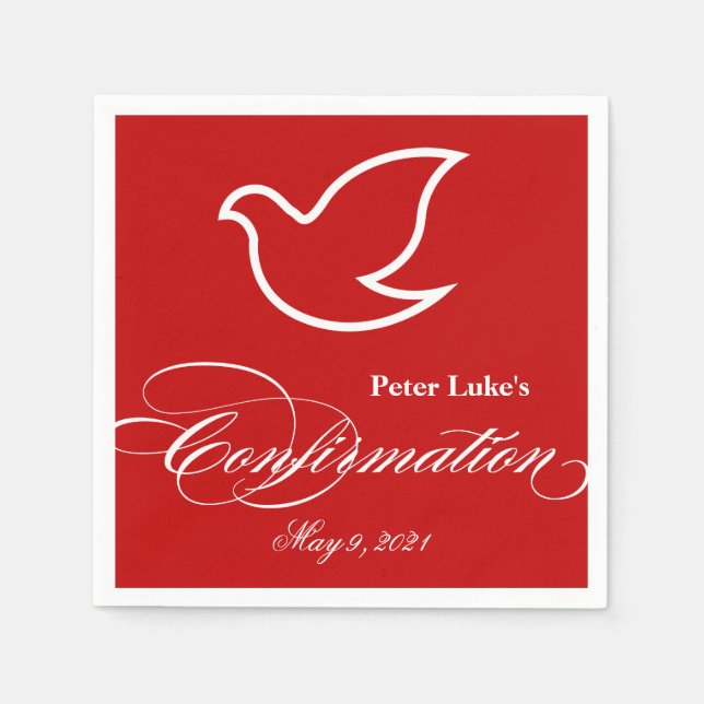 Elegant Dove Confirmation Personalized Napkin (Front)
