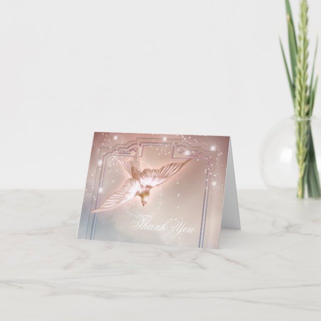 Elegant Dove Funeral Thank You Cards (Front)