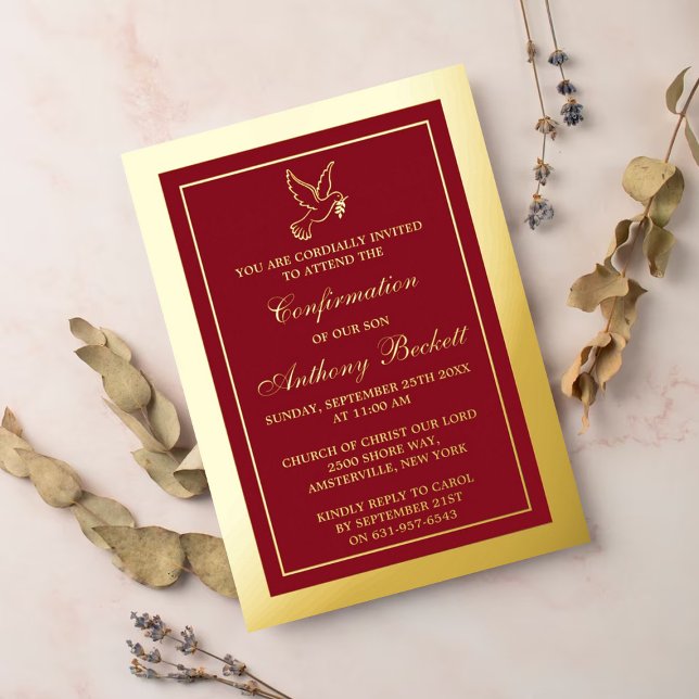 Elegant Dove Holy Communion Or Confirmation Real Foil Invitation (Creator Uploaded)