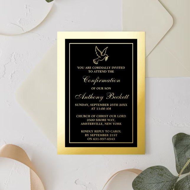 Elegant Dove Holy Communion Or Confirmation Real Foil Invitation (Creator Uploaded)