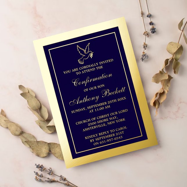 Elegant Dove Holy Communion Or Confirmation Real Foil Invitation (Creator Uploaded)