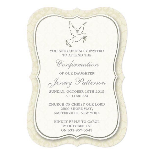 Elegant Dove Holy Spirit Communion Or Confirmation Invitation