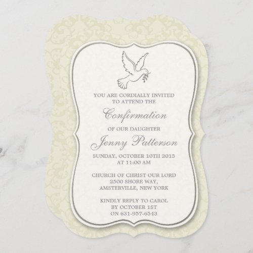 Elegant Dove Holy Spirit Communion Or Confirmation Invitation