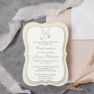Elegant Dove Holy Spirit Communion Or Confirmation Invitation