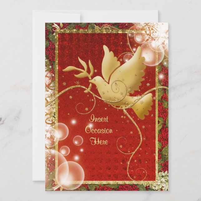 Elegant Dove peace swirls christmas party Invitation (Front)