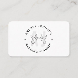 Elegant Doves Love Birds Logo Monogram Wedding Business Card