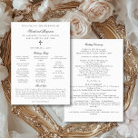 Elegant Downloadable Catholic Wedding Mass Program<br><div class="desc">This elegant (and downloadable!), Catholic wedding program card is for a ceremony with a full mass. It features a classic serif font accented by a chic, handwritten calligraphy script and a simple Christian cross on the front. The typography focused design provides you with a text template for a traditional Catholic...</div>