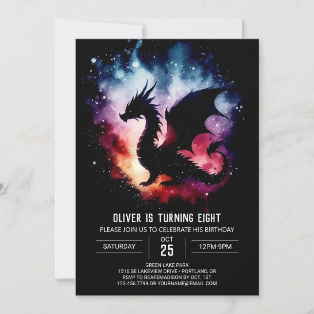 Elegant Dragon Birthday Custom Invitation (Front)