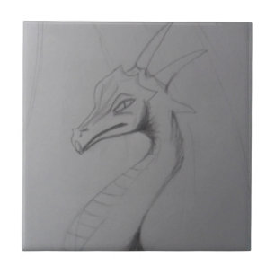 Elegant Dragon Drawing Ceramic Tile