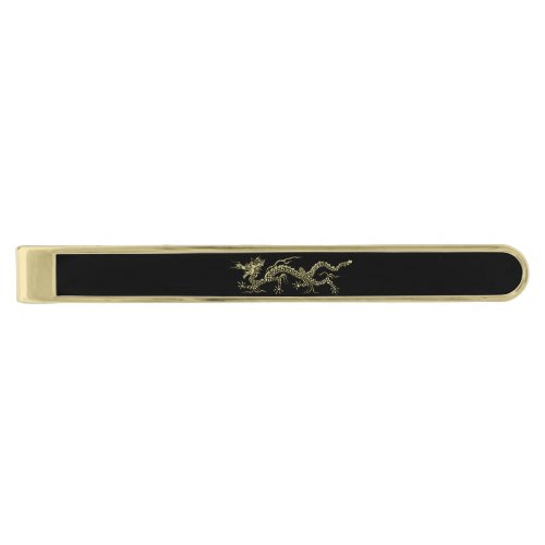 Elegant Dragon Gold Finish Tie Bar