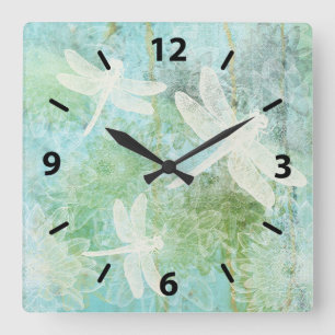 Elegant Dragonflies Art Square Wall Clock