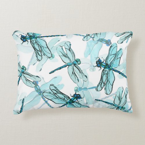 Elegant Dragonflies Watercolor Wonder Accent Pillow