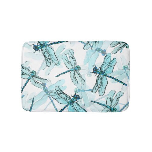 Elegant Dragonflies Watercolor Wonder Bath Mat