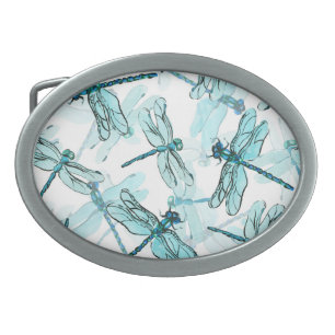 Elegant Dragonflies: Watercolor Wonder Belt Buckle
