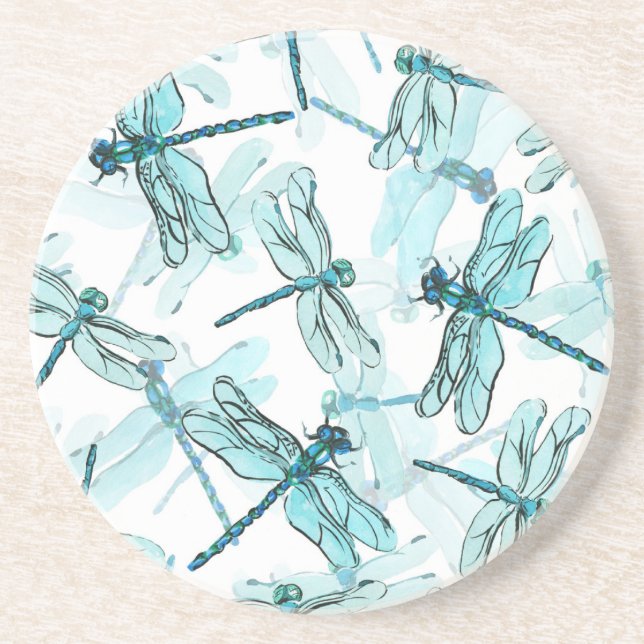 Elegant Dragonflies: Watercolor Wonder Coaster (Front)