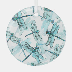 Elegant Dragonflies: Watercolor Wonder Glass Ornament
