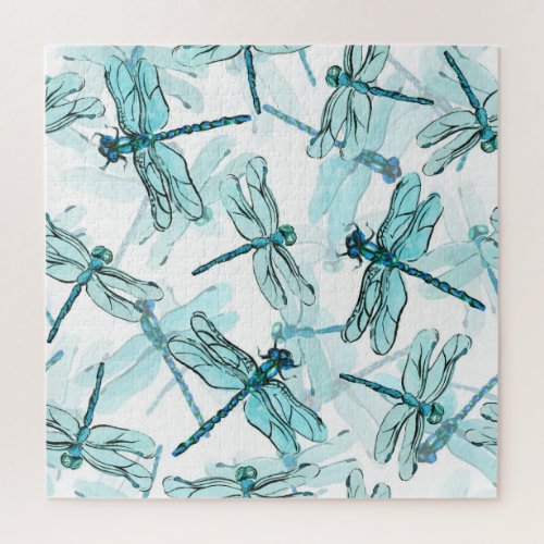 Elegant Dragonflies Watercolor Wonder Jigsaw Puzzle