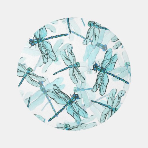 Elegant Dragonflies Watercolor Wonder Rug