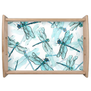 Elegant Dragonflies: Watercolor Wonder Serving Tray