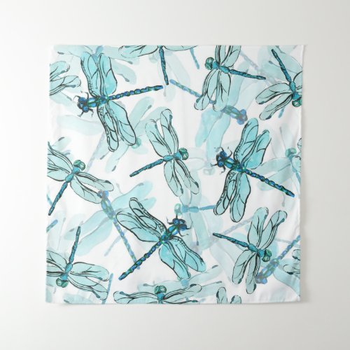 Elegant Dragonflies Watercolor Wonder Tapestry