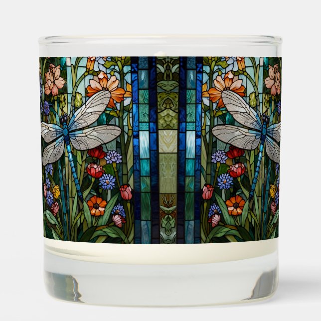 Elegant Dragonfly art boho floral botanical  Scented Candle (Front)