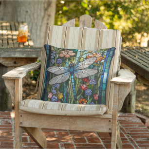 Elegant Dragonfly art painting botanical boho  Outdoor Pillow