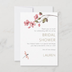 Elegant Dragonfly Blossom Bridal Shower Thank You Card