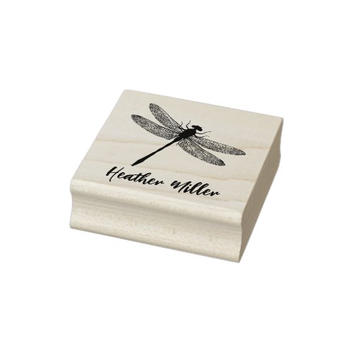 Elegant Dragonfly Custom Name Signature  Rubber Stamp