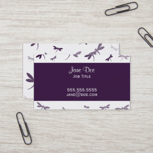 Elegant Dragonfly Design - Dark Purple Business Card