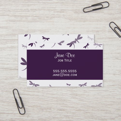 Elegant Dragonfly Design _ Dark Purple Business Card