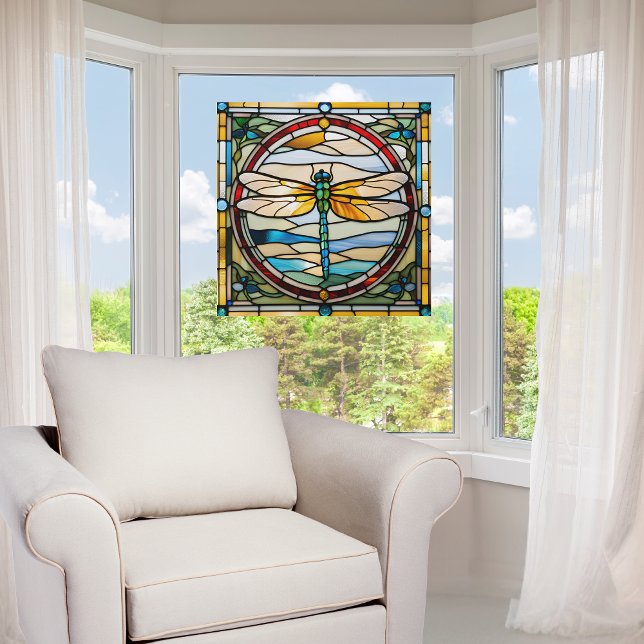Elegant Dragonfly Faux Stained Glass Window Cling (Creator Uploaded)