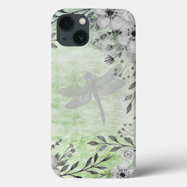 Elegant Dragonfly Floral Pattern Case-Mate iPhone Case (Back)
