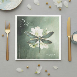 Elegant Dragonfly Floral Sweet 16 ID1310 Paper Dinner Napkins