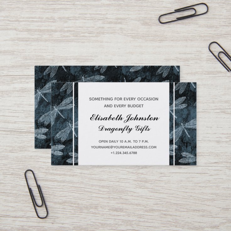 Elegant Dragonfly Gift Shop or Boutique Business Card Zazzle