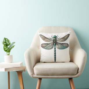 Elegant Dragonfly Nature Inspired Art Throw Pillow
