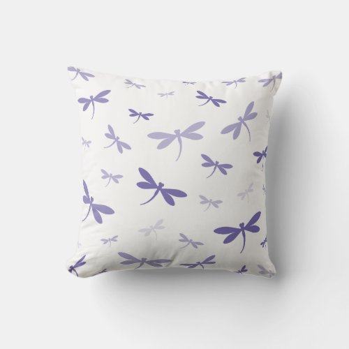 Elegant Dragonfly Pattern  Light  Dark Purple Throw Pillow
